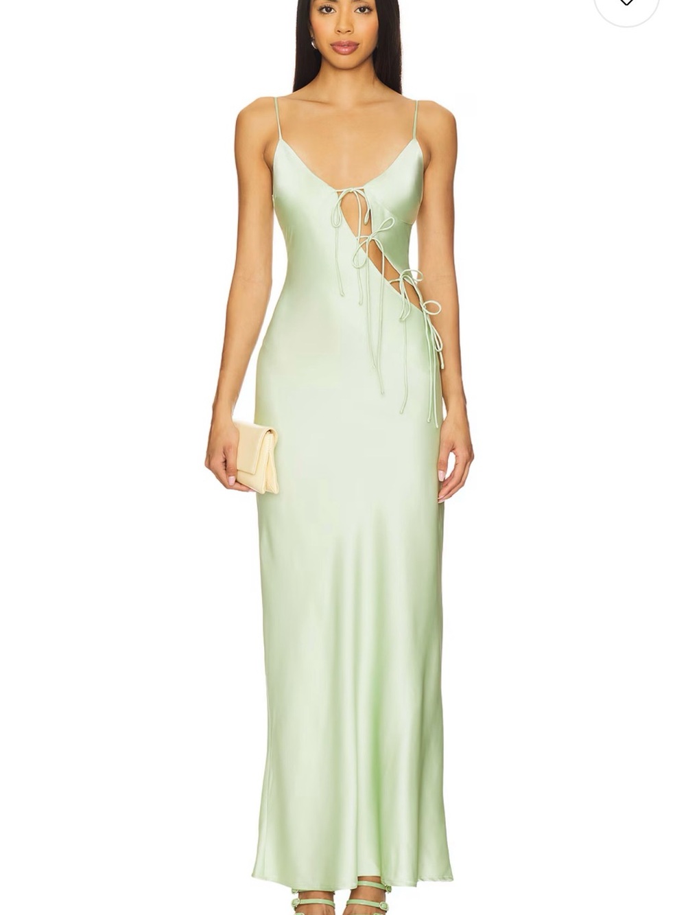 Lioness Light Green Satin Maxi Dress